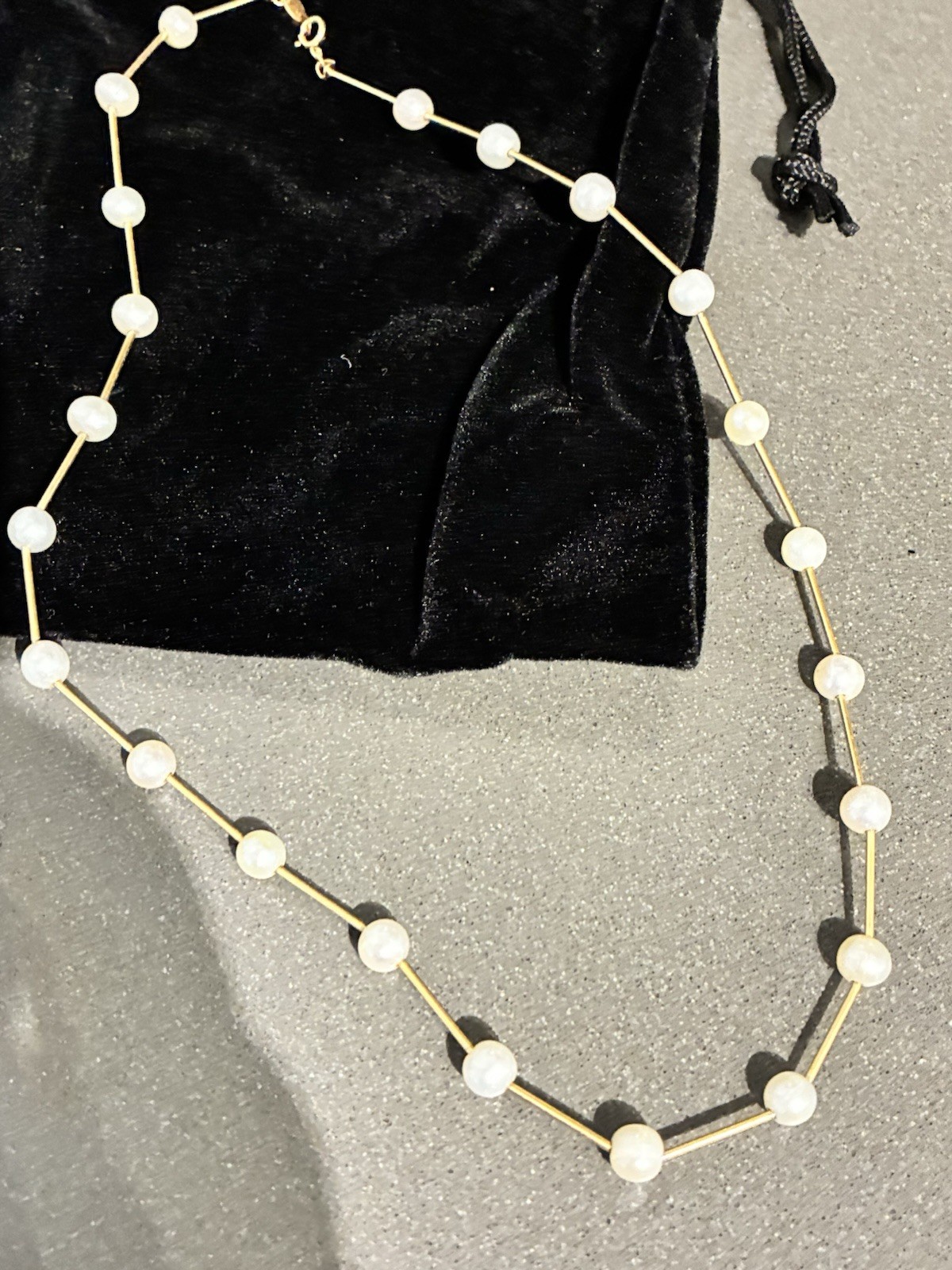 PETER BRAMS 14K YELLOW GOLD AKOYA CULTURED PEARL STATION NECKLACE 16.5” 6.80g