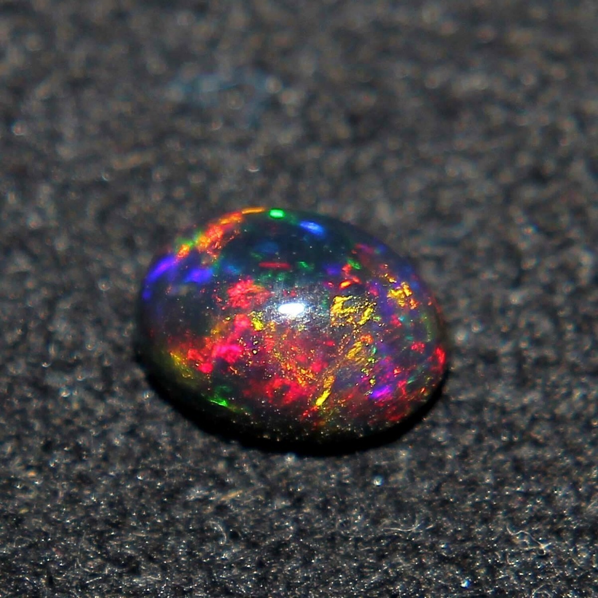 Natural Ethiopian Multi Fire Black Opal Oval Cabochon Loose Gemstone 7×5 mm AAA