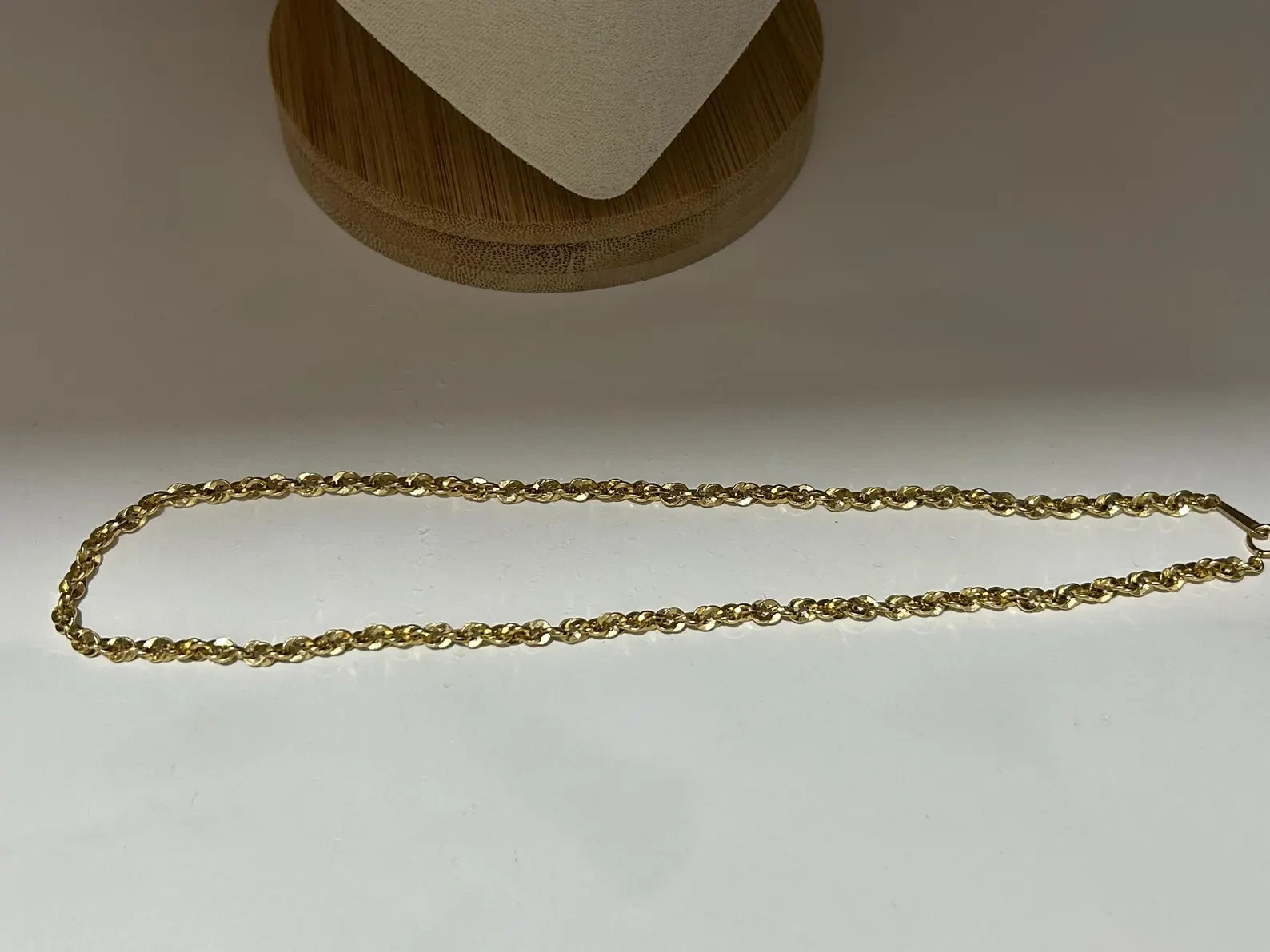 Japanese K18 Polished Double Twist Chain Necklace Solid 18K Gold Collar Necklace