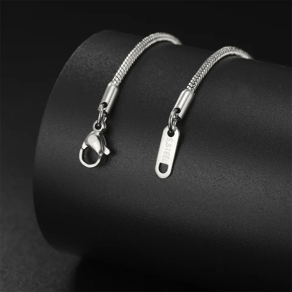 Snake Chain Necklace Stainless Steel 0.9mm 1.2mm 2mm 40-60cm Women Jewelry