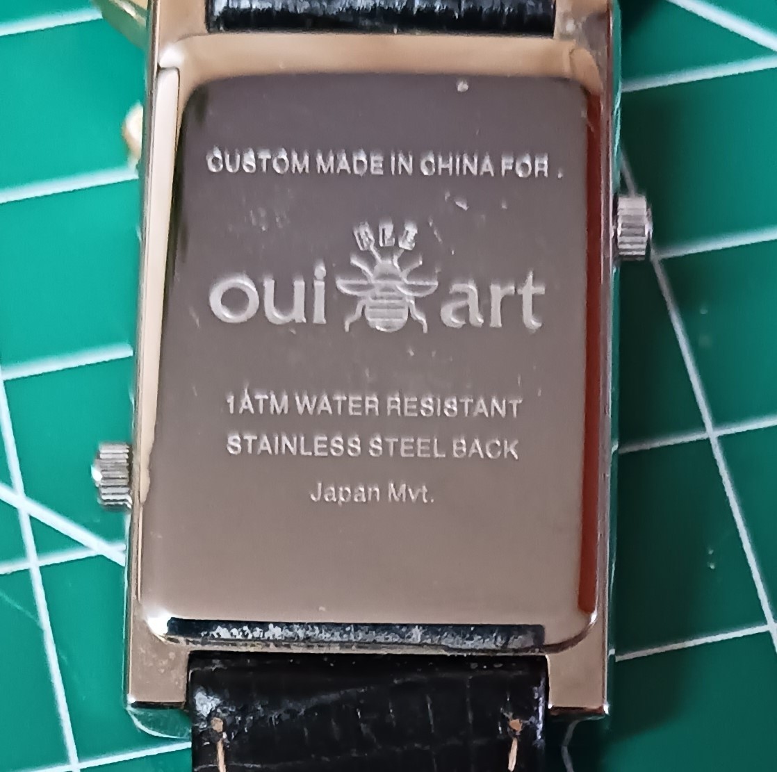 Oui Art custom watch with a Japanese movement and stainless steel back