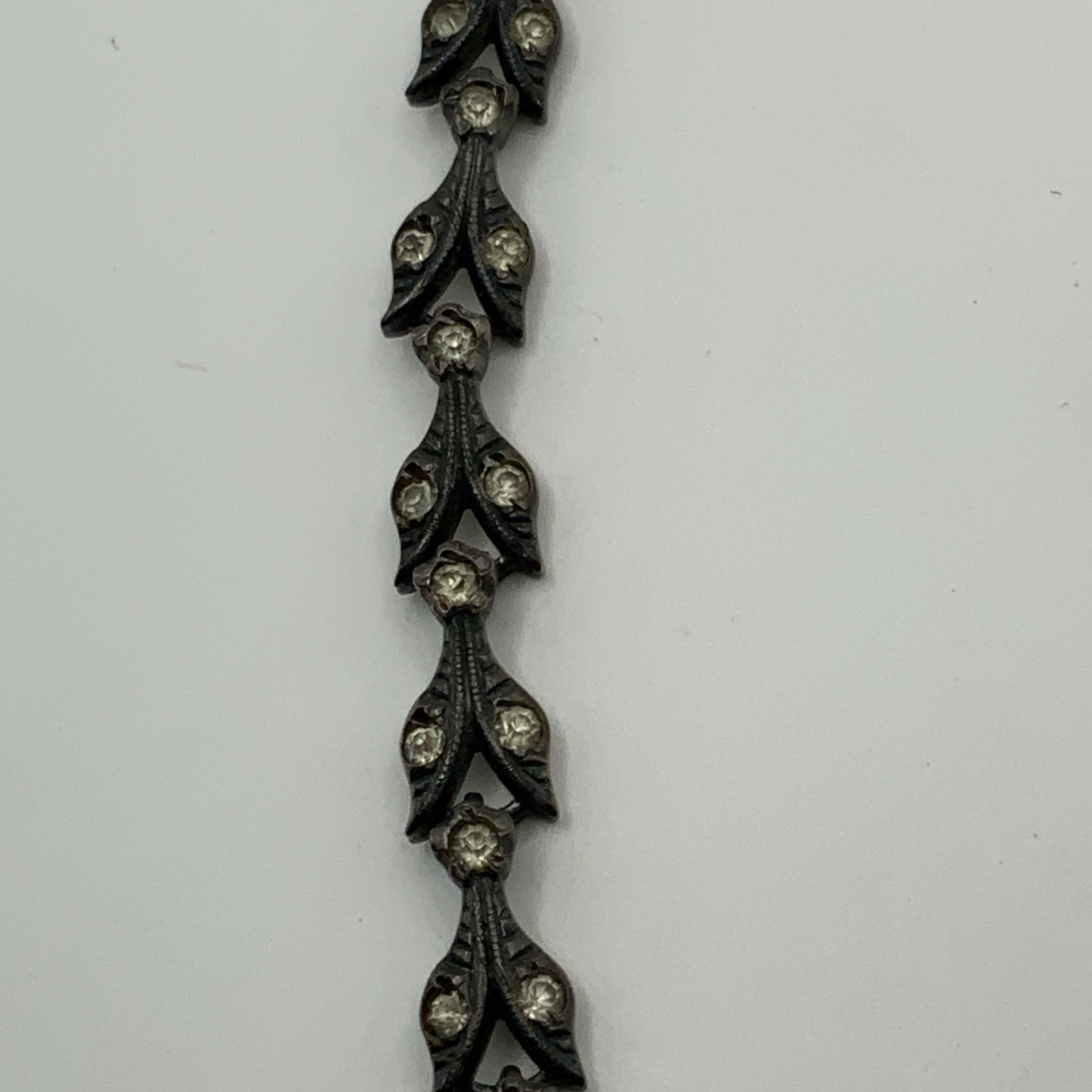 Antique Victorian Diamond Paste Sterling Silver Foiled Back Necklace, 41.7g