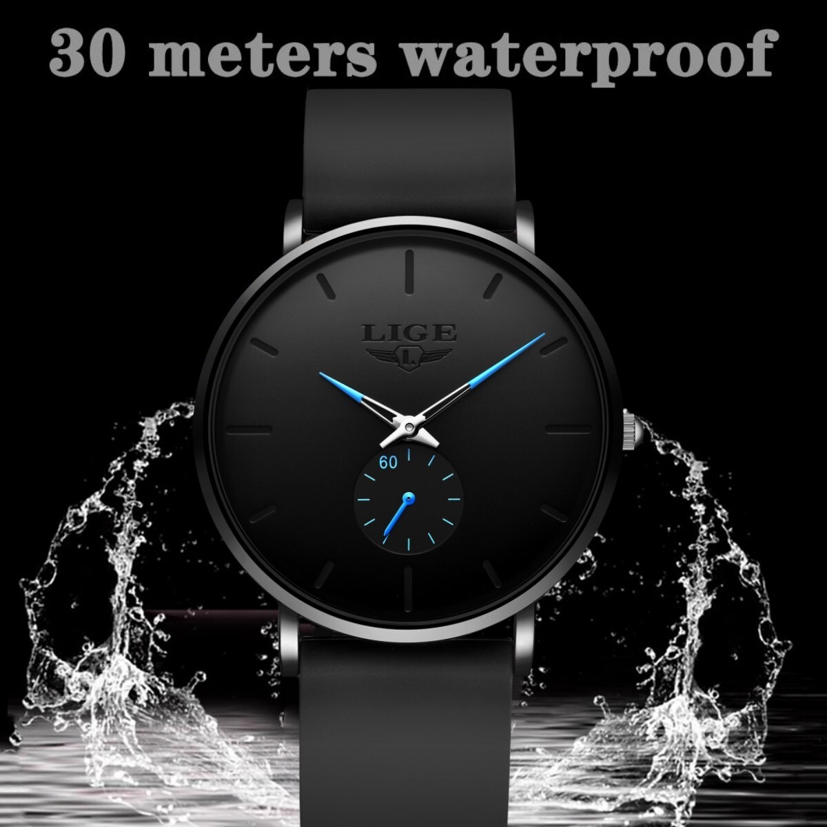 Ultra-thin Men’s Luxury Watch Quartz Second Dial 3ATM Waterproof Man Wristwatch