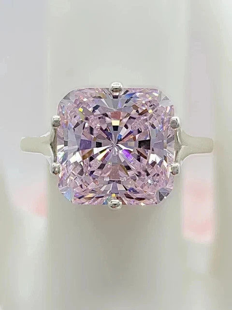 2.00Ct Lab Created Cushion Cut Pink Diamond Solitaire Ring 14K White Gold Plated