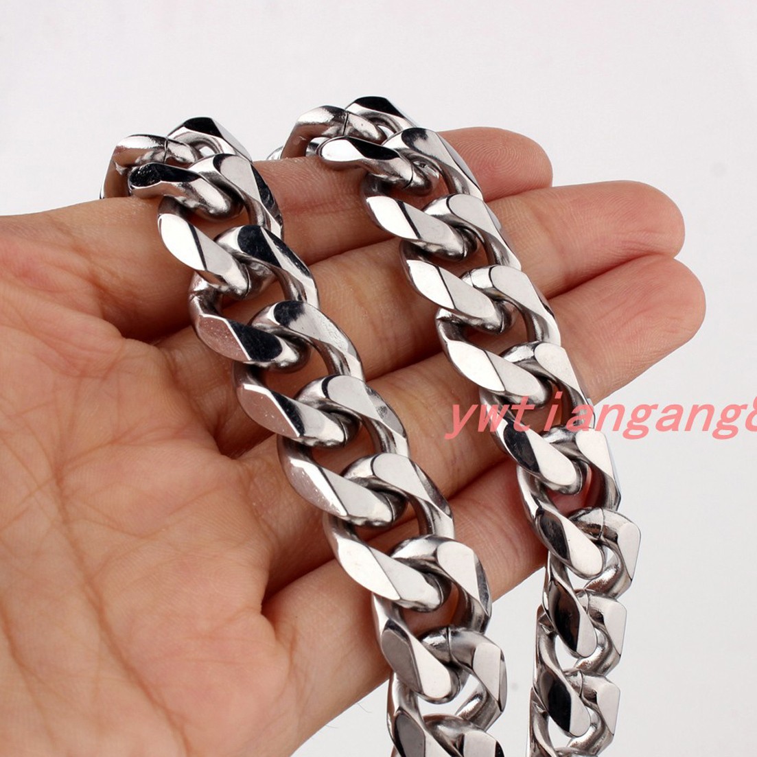 10/12/15/17mm MEN Chain Stainless Steel Link Cuban Curb Necklace Bracelet Jewelr