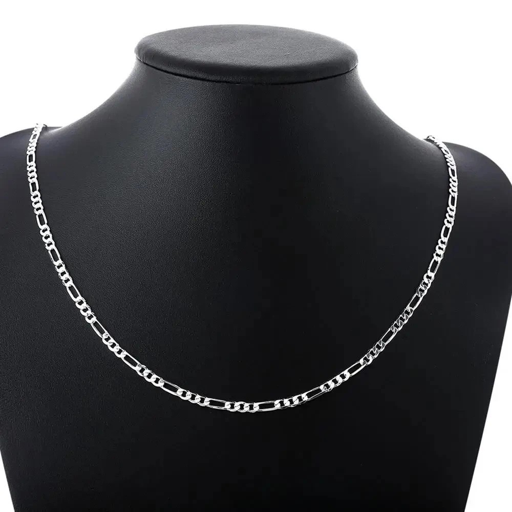 Wholesale 4MM 925Sterling Solid Silver Chain Women Men Necklace 16-30 inch