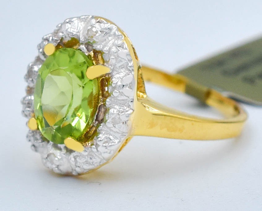 GENUINE 1.85 Cts PERIDOT & DIAMOND RING 10k SOLID YELLOW GOLD – Free Appraisal