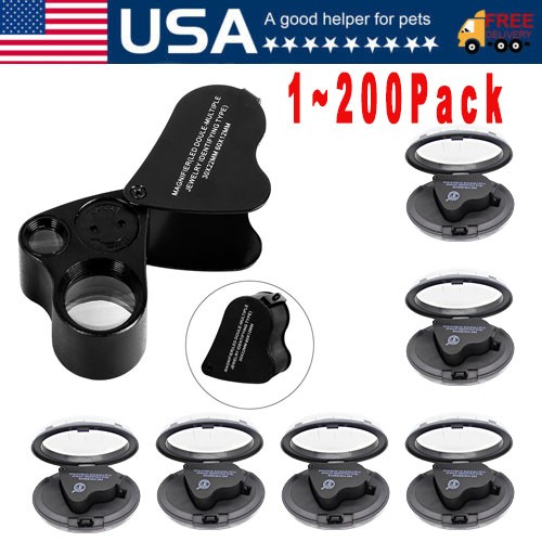 30X 60X Illuminated Jewelers Eye Loupe Foldable Magnifier Bright LED Light Gold