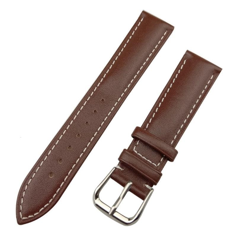 12 14 16 18 19 20 21 22 24mm With SS Pin Buckle Genuine Leather Watch Strap Band