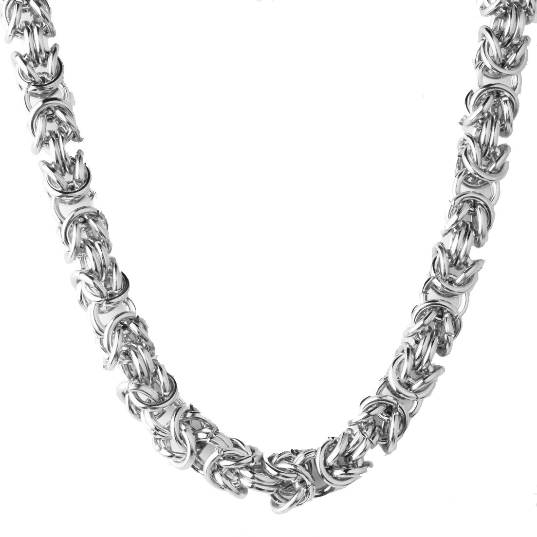 6/8/10mm Mens Chain Silver Tone Link Byzantine Stainless Steel Necklace Bracelet