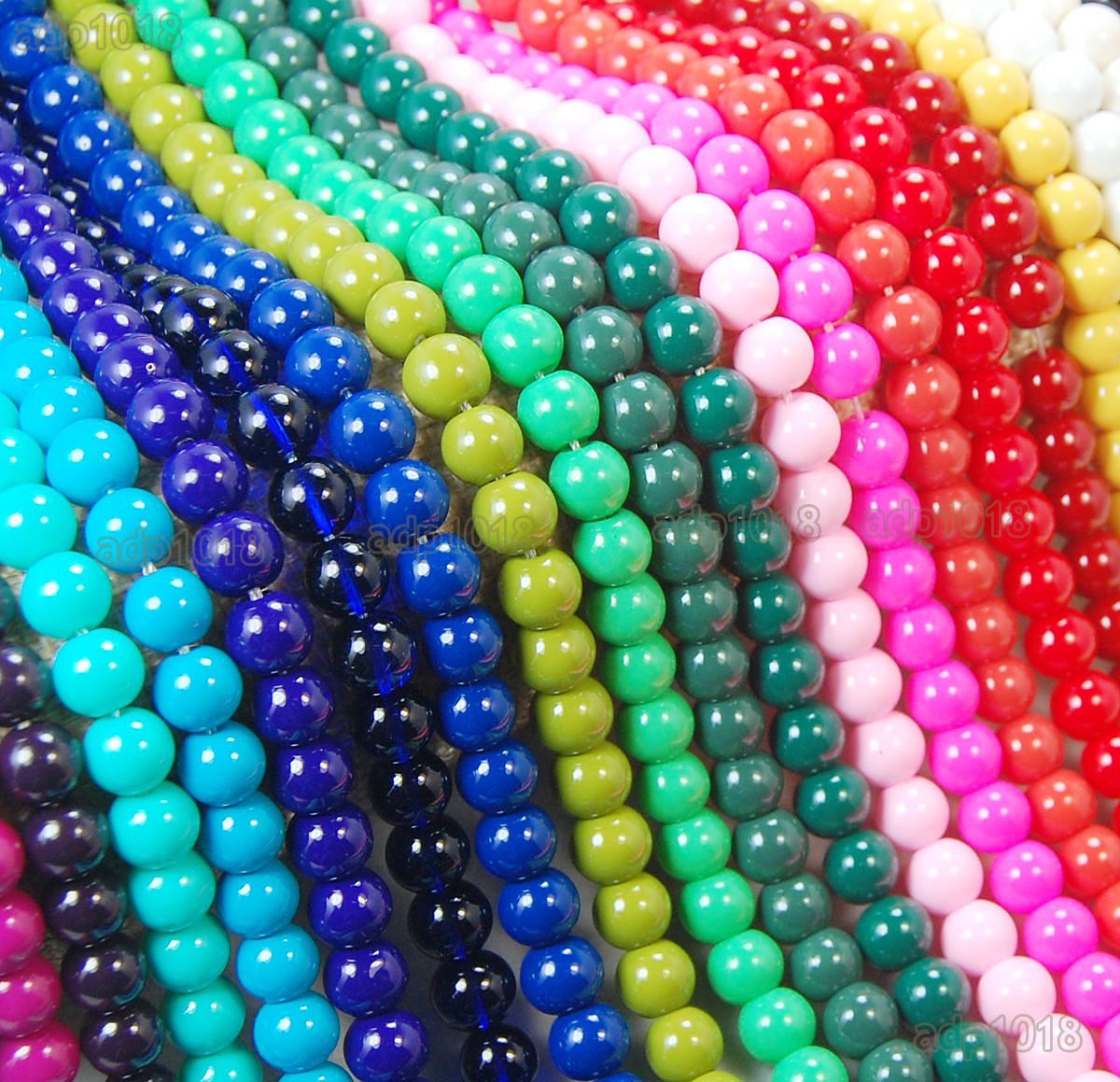 Quality Czech Opaque Glass Pearl Smooth Round Beads 16″4,6,8,10,12mm