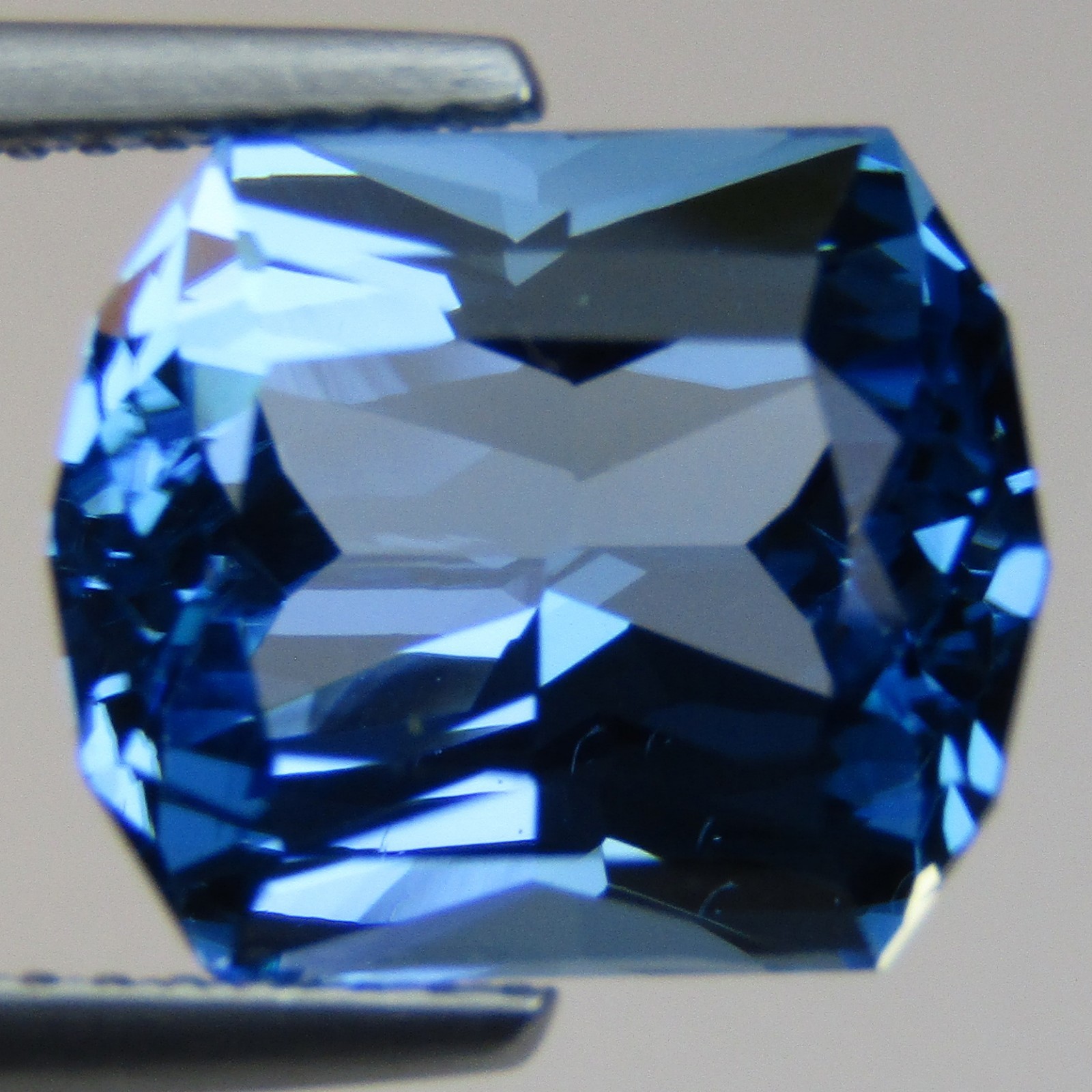 6.55Cts Glorious Natural Swizz Blue Topaz Cushion Custom Cut Brazil Gemstone