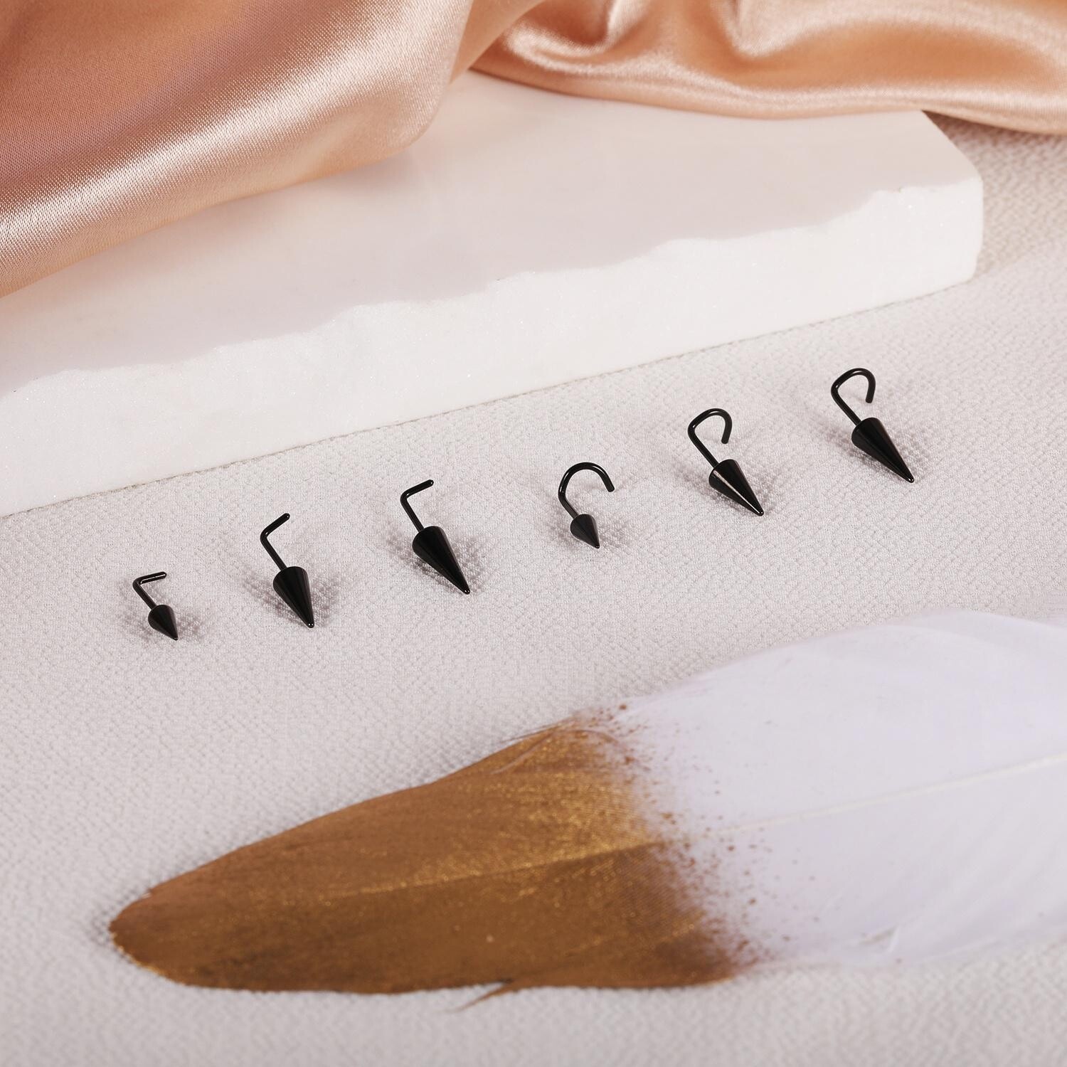 6 Pcs/lot 20g Stainless Steel Spike Nose Stud L/S-Shape Nostril Piercing 6-10MM