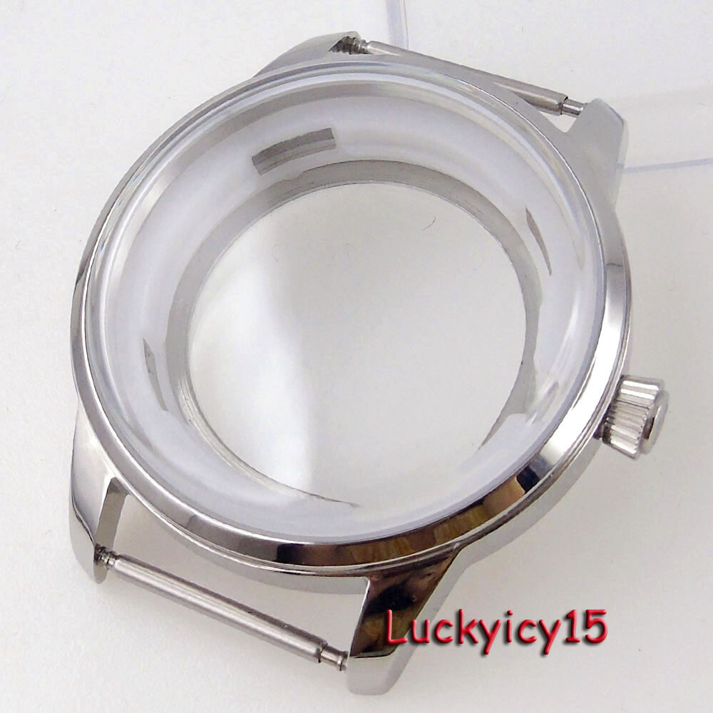 40mm Dome Mineral Glass Watch Case Part 35mm Black Dial Fits NH35 NH36 Automatic