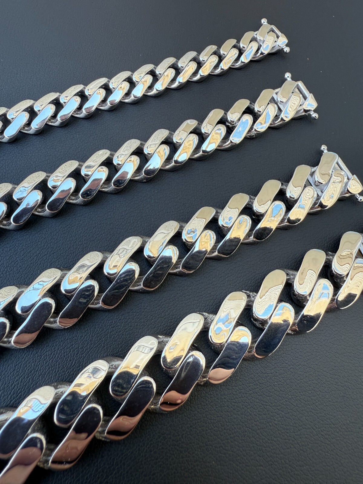 Monaco Cuban Link Chain Necklace Hollow Real 925 Sterling Silver 9-15mm Rhodium