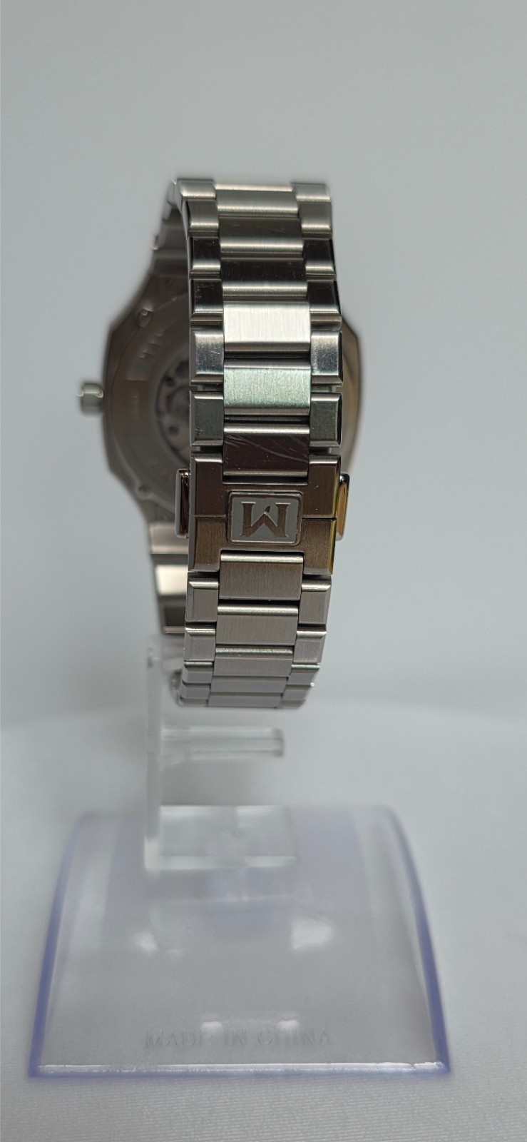Maen Manhattan 37 Ultra Thin Watch Salmon Tuscan Hammered Dial Steel M2.2.3