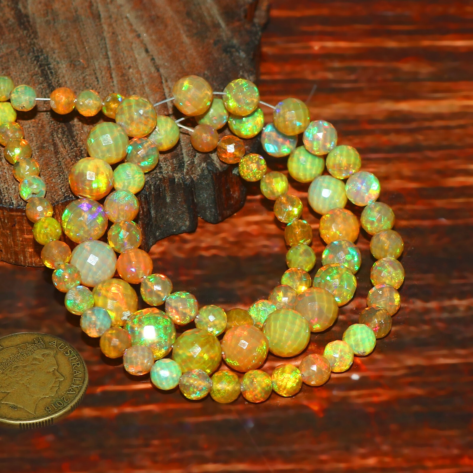 Beads Faceted Opal Natural Gemstone Ethiopian Strand Round Rondelle Fire 518