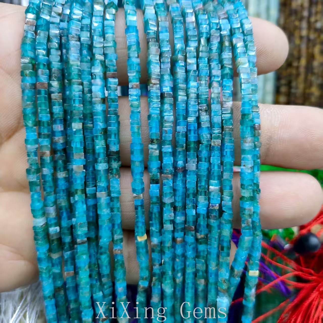 1x2mm Natural Blue Apatite Flat Square Disc Spacer Beads for Jewelry Making DIY