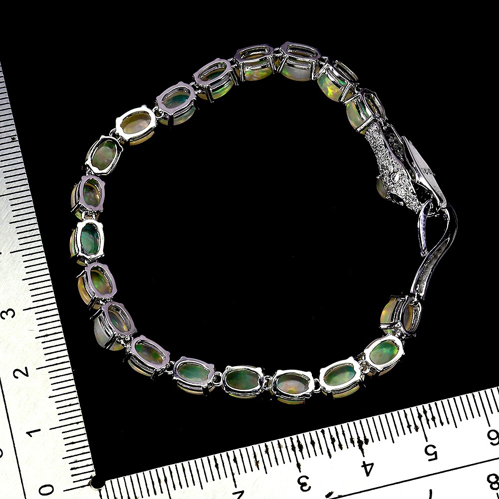 925 Sterling Silver Bracelet Oval Fire Opal 7x5mm Natural Gemstone Jewelry 7in
