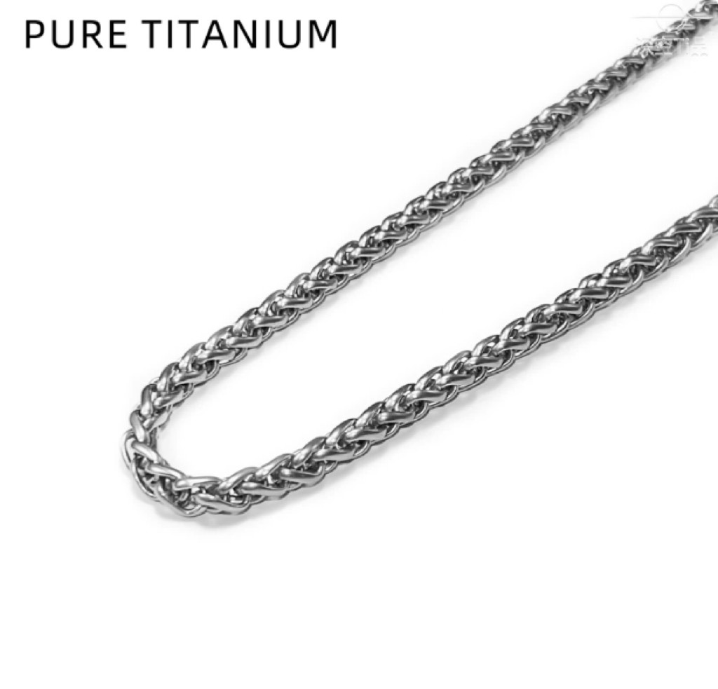 3mm Wide Pure Titanium Braided Necklace Wheat Chain Hypoallergenic Non Fade Gift