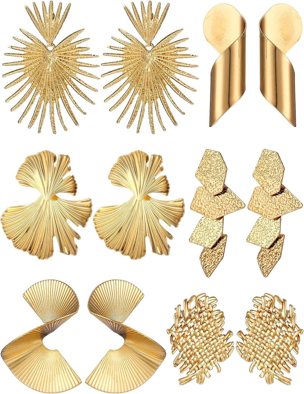 Gold Statement Earrings for Women Large Gold Geometric Earrings Woven Twisted Le