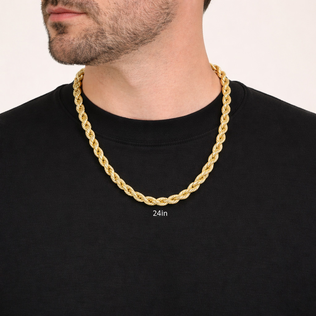 10k Real Gold Rope Chain 2mm 2.5mm 3mm 4mm 5mm 6mm 7mm 8mm 18-30 Inch Men Women