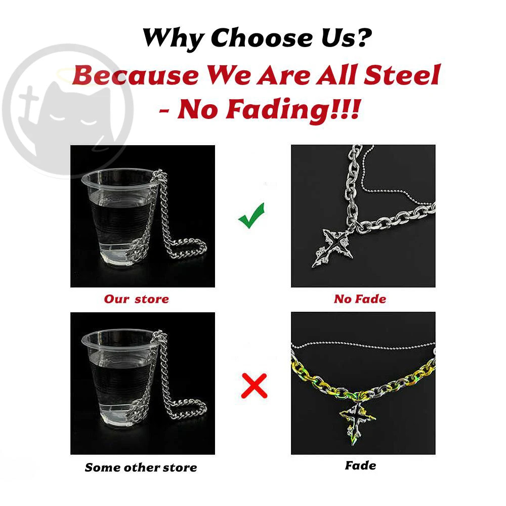 Punk Zircon Cuban Necklace For Man Woman Non Fading Titanium Steel Hip Hop Stree