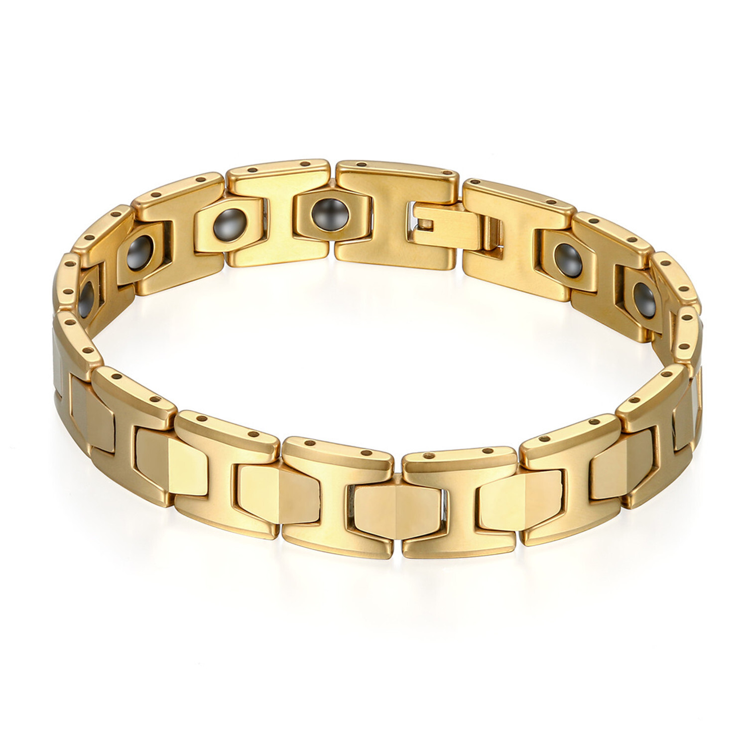 Men’s Polished Tungsten Carbide Magnetic Energy Therapy Power Bracelet Golf Link