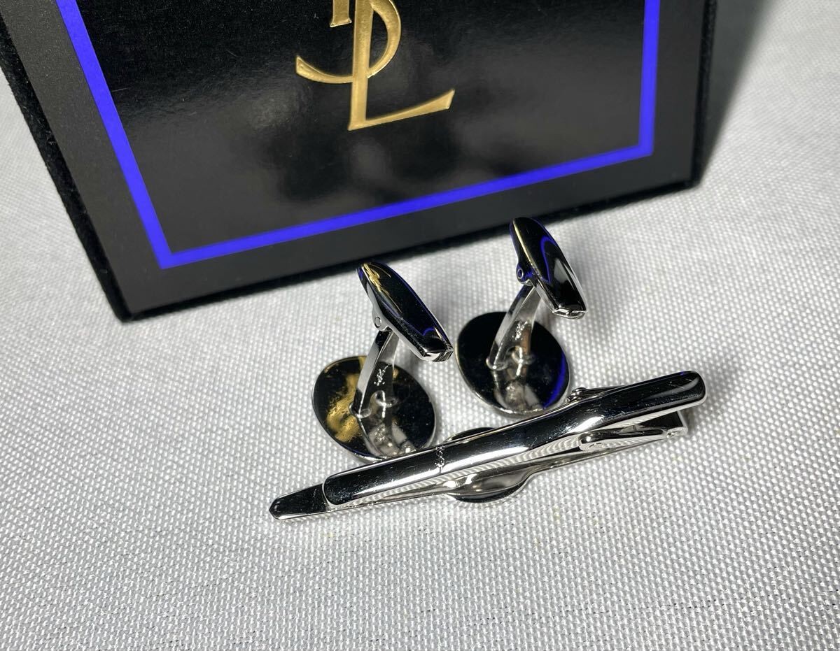 excellent condition YVES SAINT LAURENT YSL Green Stone Silver Vintage Cufflinks