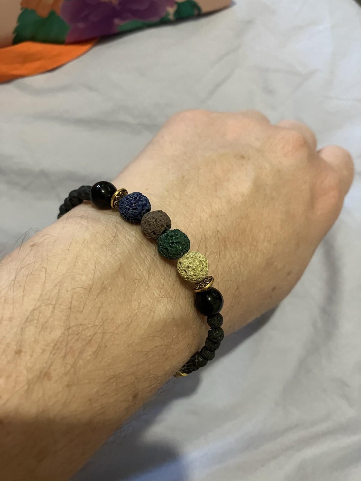Autumn colours Lava beaded bracelet for Essential Oils, Aromatherapy