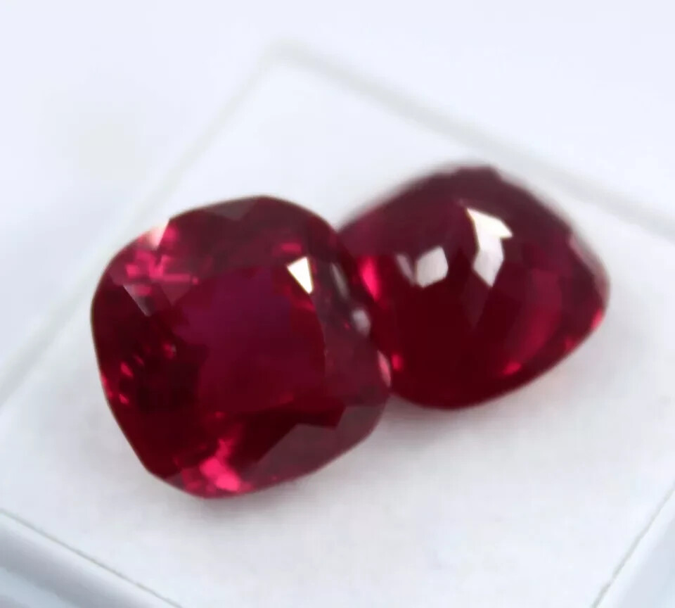 Pair Ruby Blood Red Color Square Cut 18 Ct EGL CERTIFIED Natural Loose Gemstone
