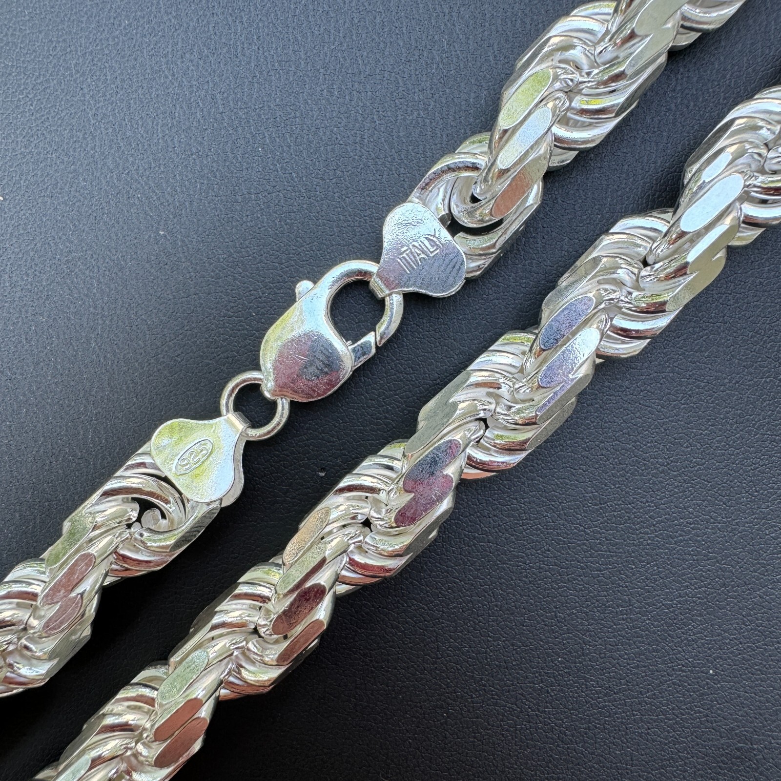 Real Solid 925 Sterling Silver 11mm Thick Men’s Rope Chain Necklace Heavy Kilo