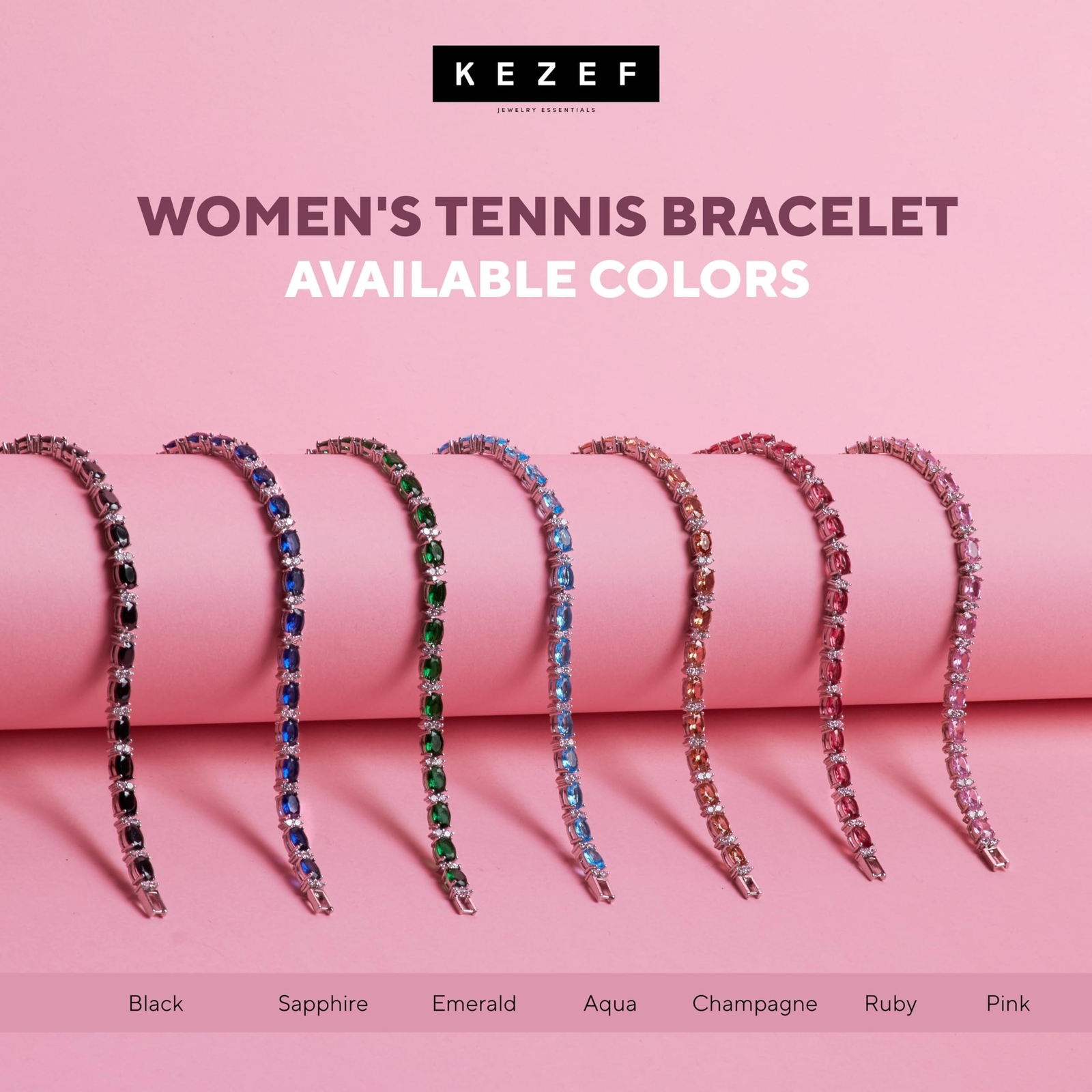 KEZEF Tennis Bracelets For Women – Cubic Zirconia – Oval 7x5mm Gemstones – Ro…