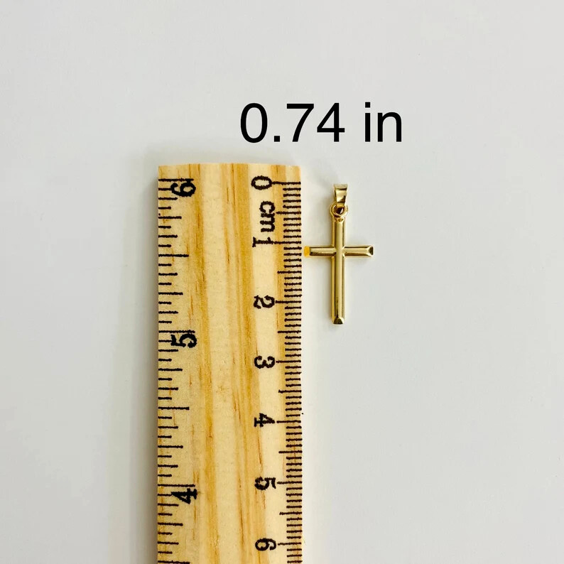 10K Real Gold Cross Pendant, 19mm/0.74 Inches Small 10k Gold Cross Charm- C1344