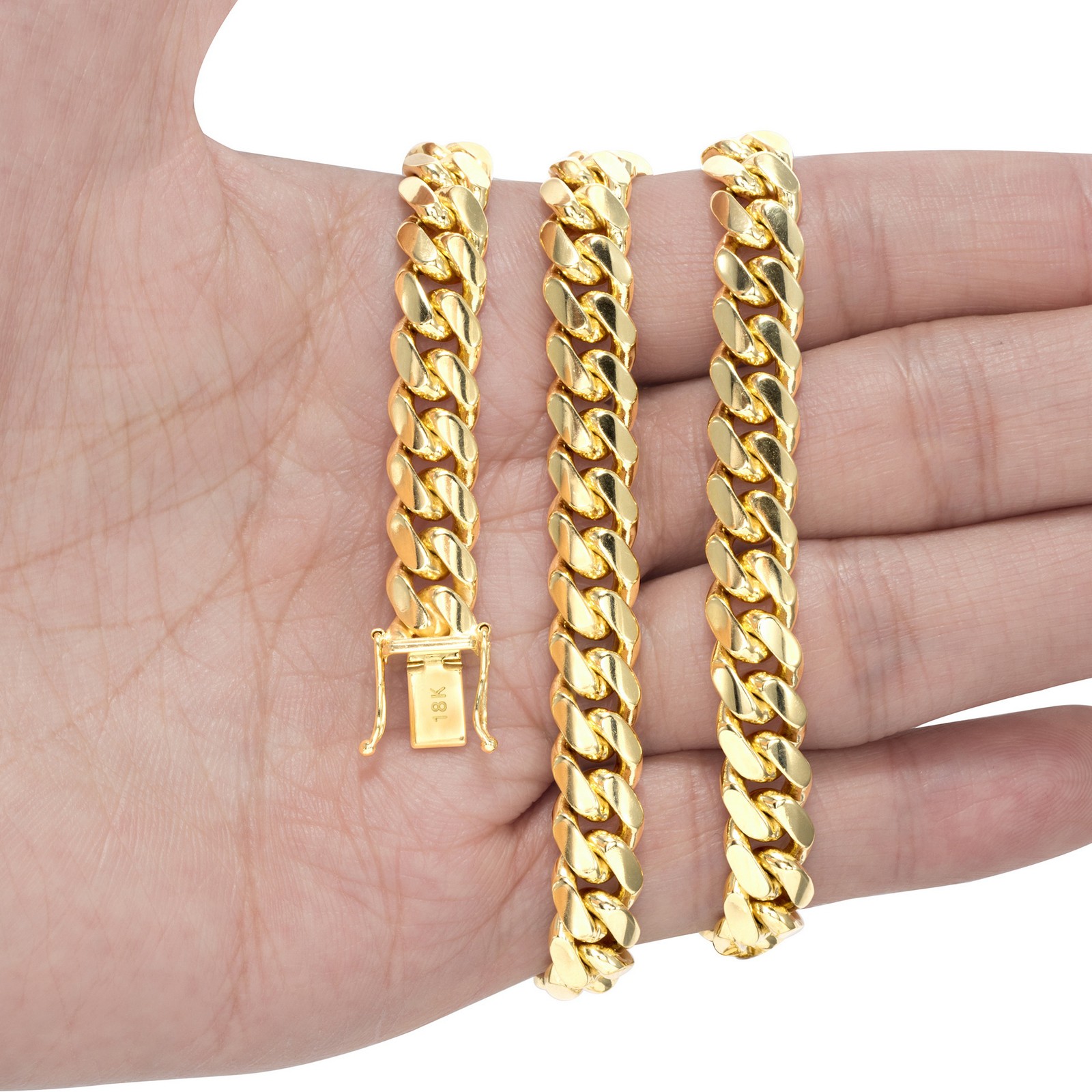 18K Yellow Gold Solid 2.7mm-7mm Miami Cuban Chain Necklace Mens Womens 16″-30″