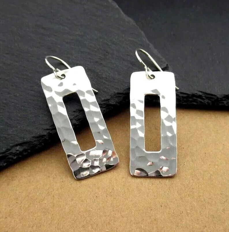 925 Sterling Silver Minimal Earrings Jewelry Earring, Rectangle Geometric Shape