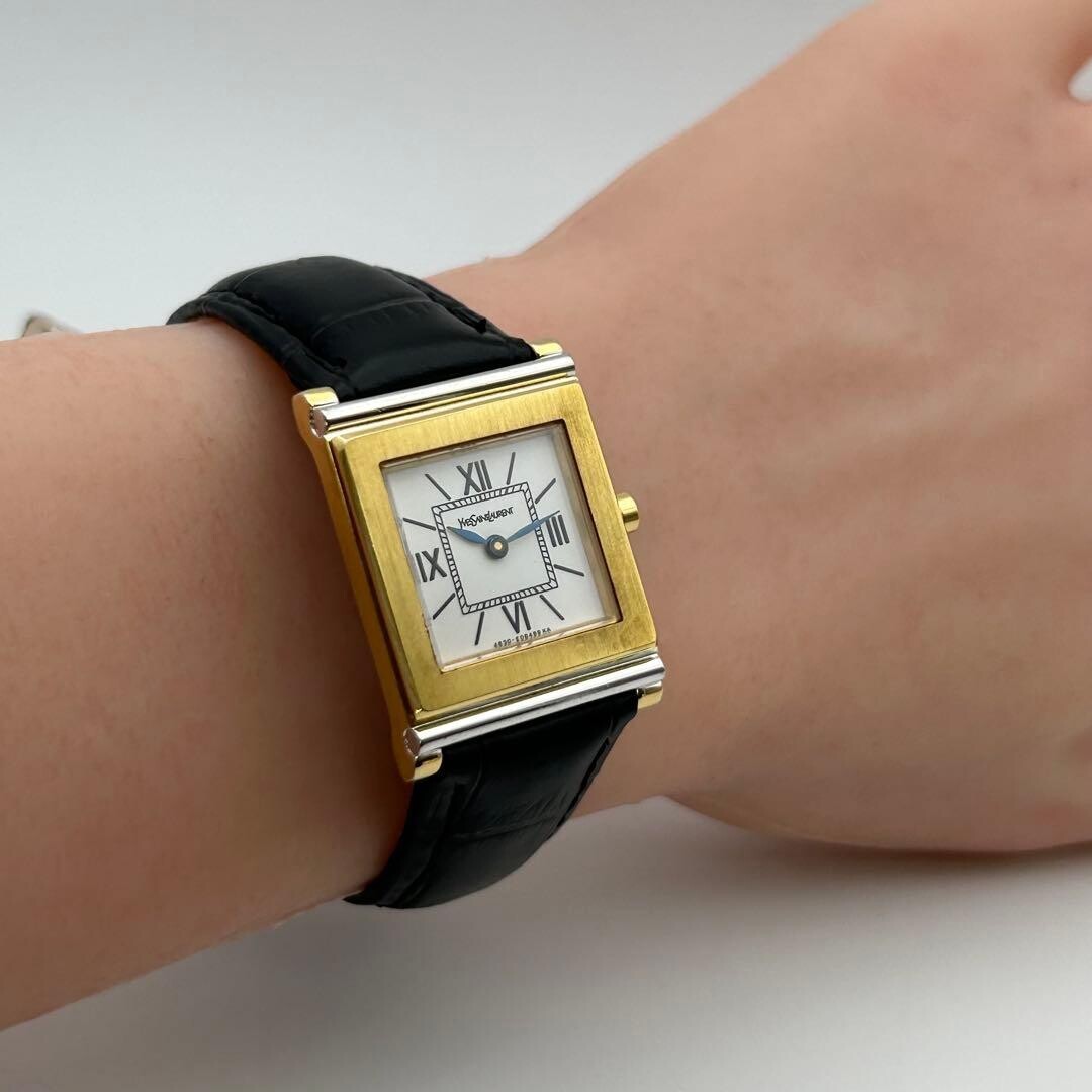 Yves Saint Laurent 4625-E68613 Womens Gold Square Quartz Watch Roman Dial