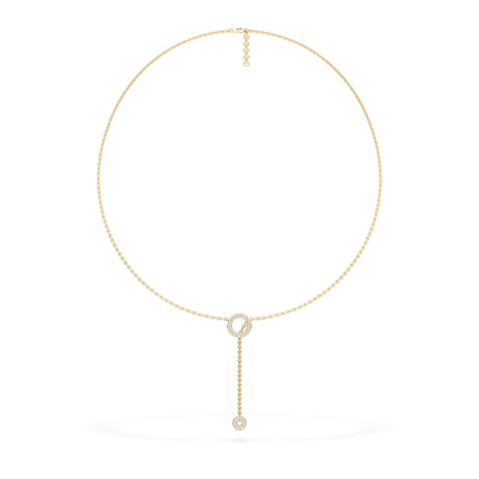 Round Cut Natural or Lab Grown Diamond Circle Drop Necklace in 10K 14K 18K Gold