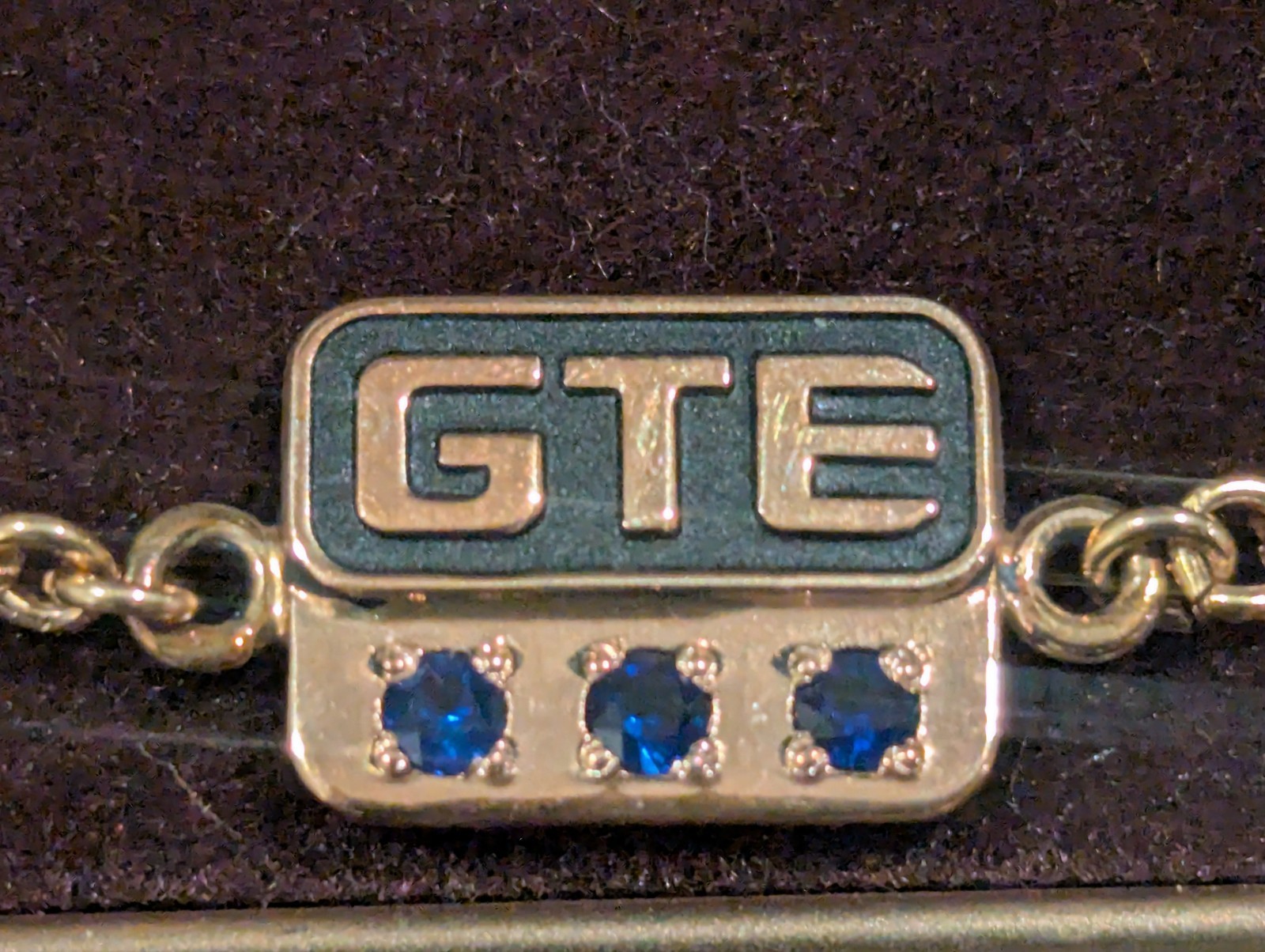 Never Worn – Vintage GTE 10K Gold Filled ID Bracelet with 3 Blue Stones