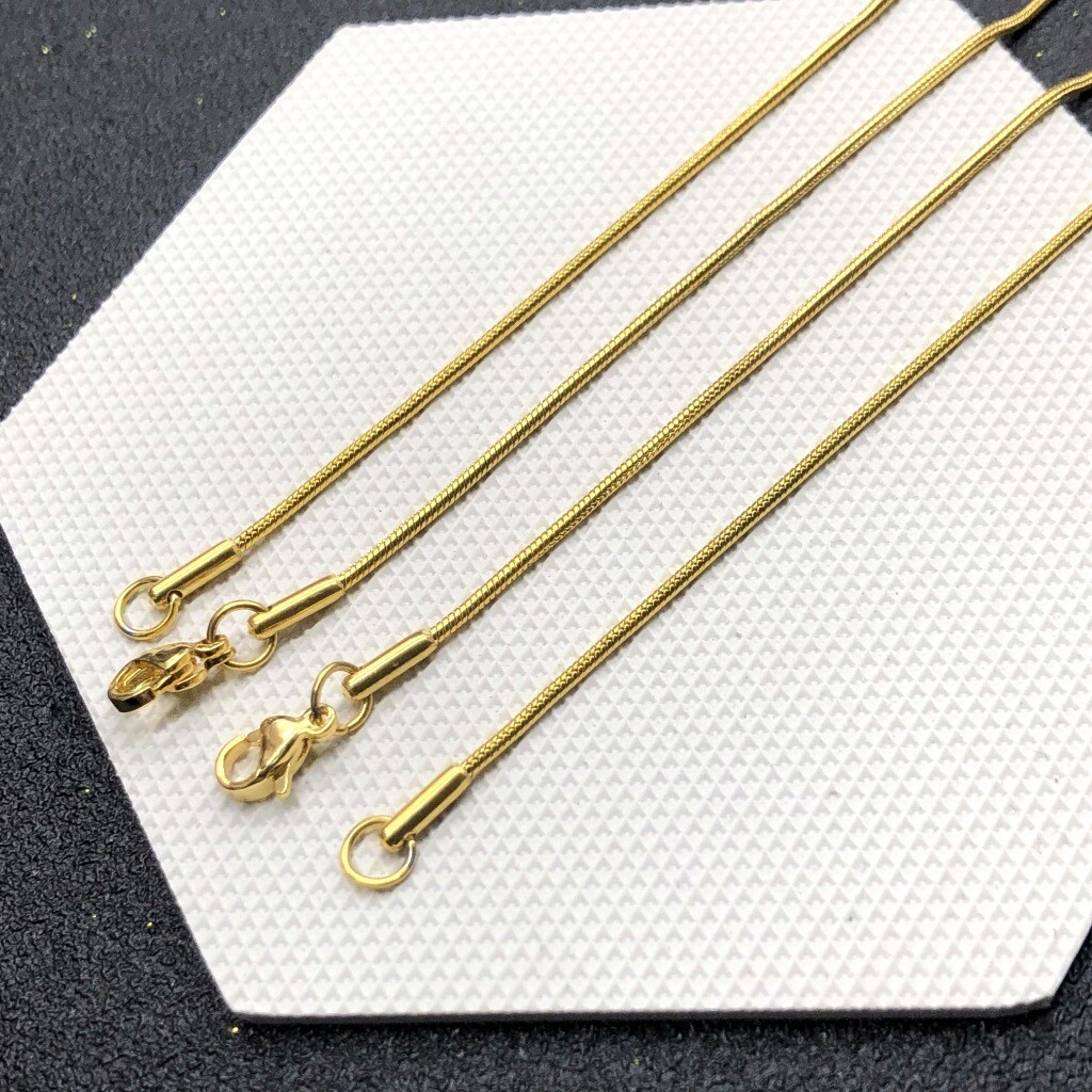 0.9-2mm Women Men 18K Gold Plated Stainless Steel Round Snake Chain