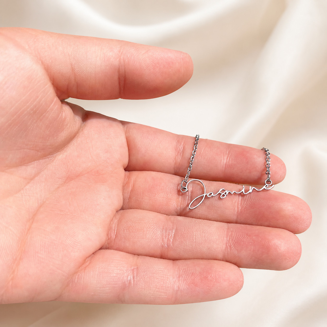 Personalized Signature Name Necklace Custom Script Pendant Gift Box Silver Gold