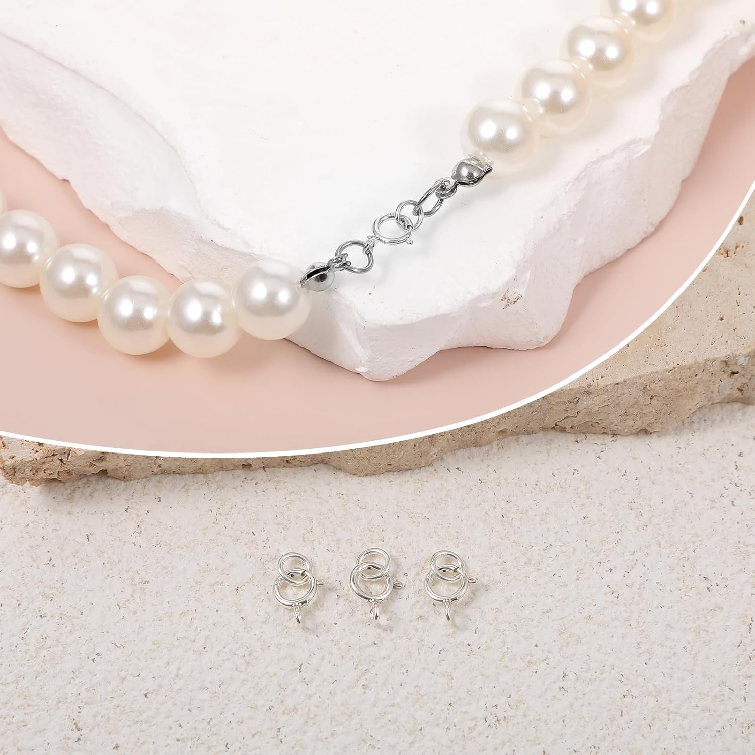 7 Sets 925 Sterling Silver Necklace Clasps and Closures 5Mm Spring Ring Clasp Je