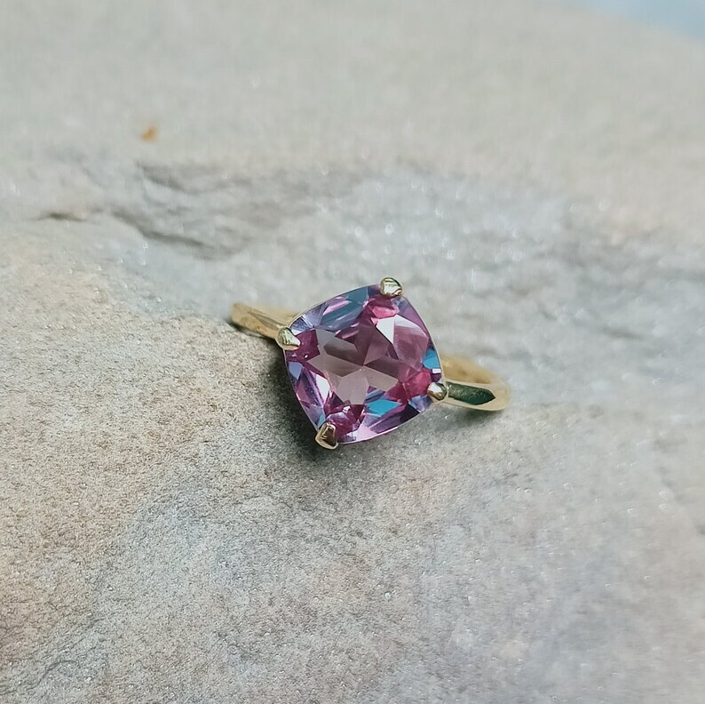Alexandrite Ring, 925 Sterling Silver Ring, Lab Color Change Alexandrite Ring