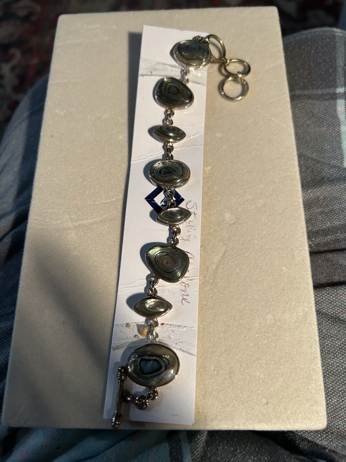 Abalone & Sterling Silver Bracelet handmade in Thailand Stunning!