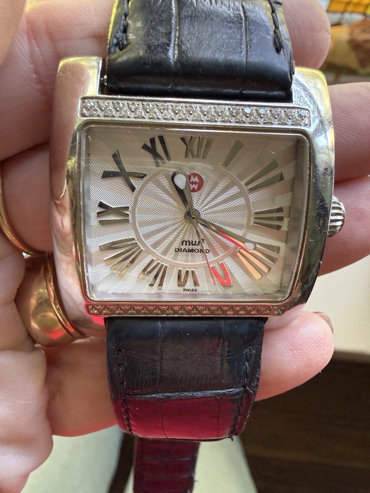 Authentic Michele Diamond Watch With Michele Bands New Battery