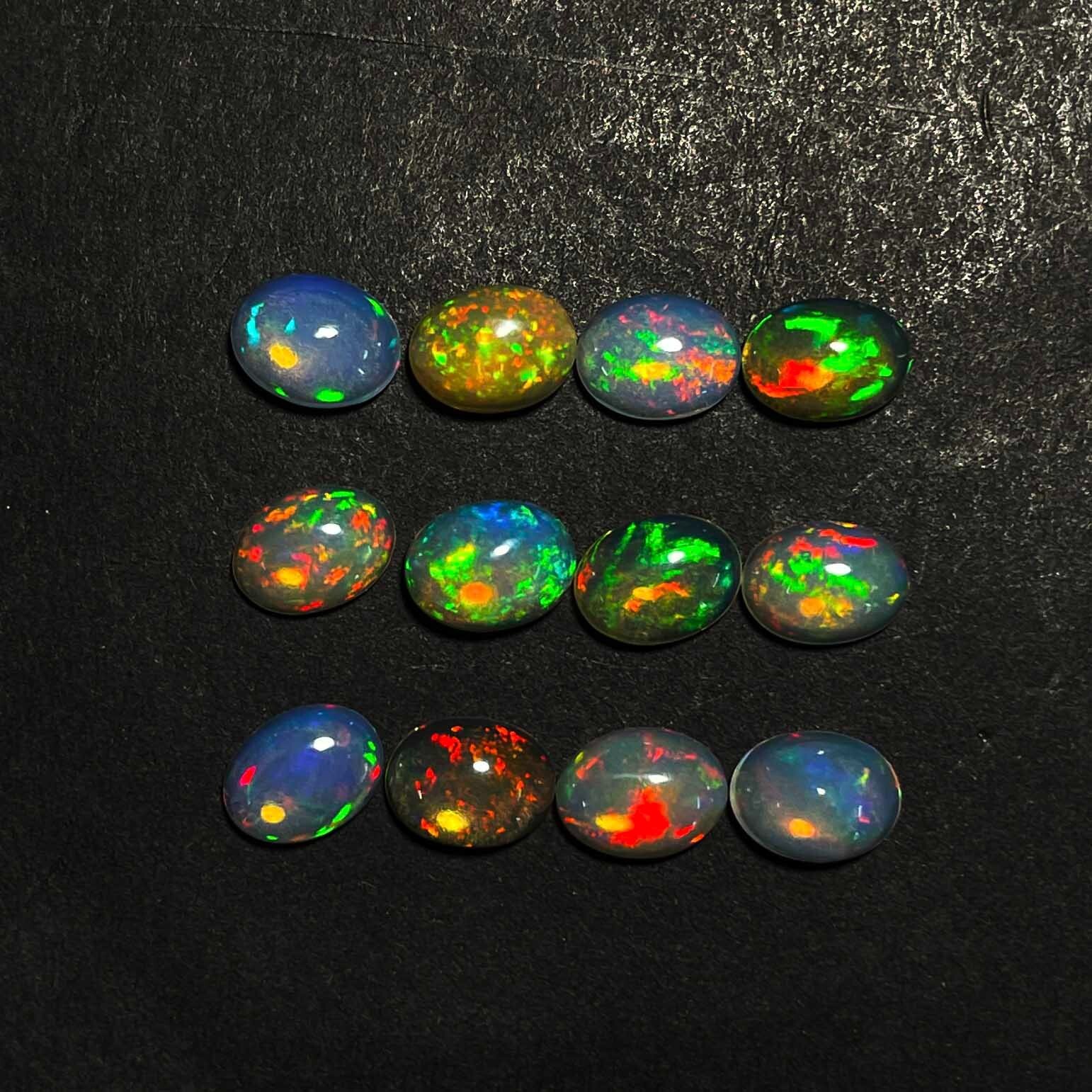 Natural Ethiopian Opal Oval Cabochon Loose Gemstone Lot 12 Pcs 6*8 MM 10 CT