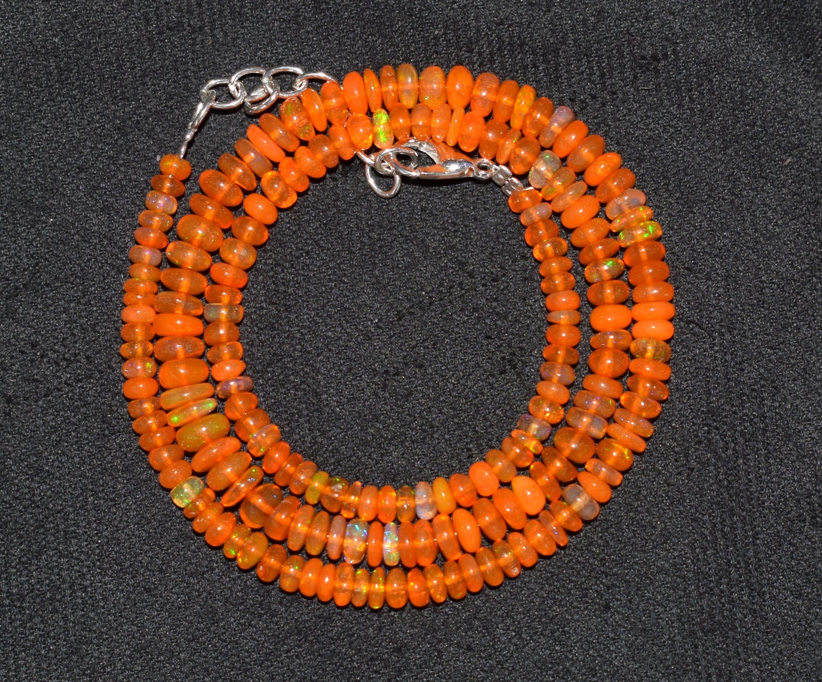16”Natural Ethiopian Opal Wello Fire Opal Gemstone Beads Necklace AF0403