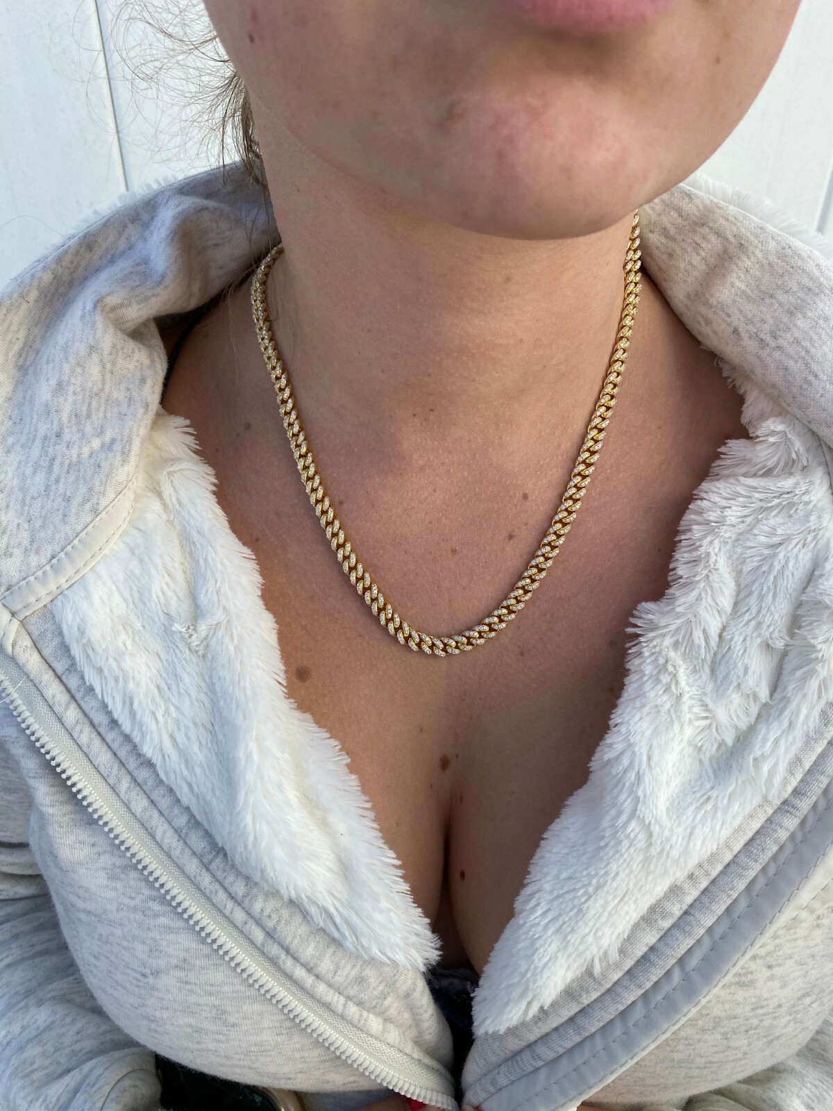6mm Miami Cuban Iced 14k Gold Plated Solid 925 Silver Chain Necklace Men Ladies