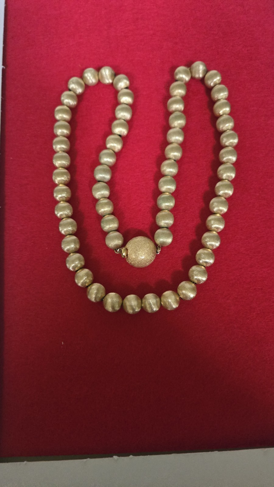 vintage Monet Satin brushed Gold tone ball 23″ Long Necklace