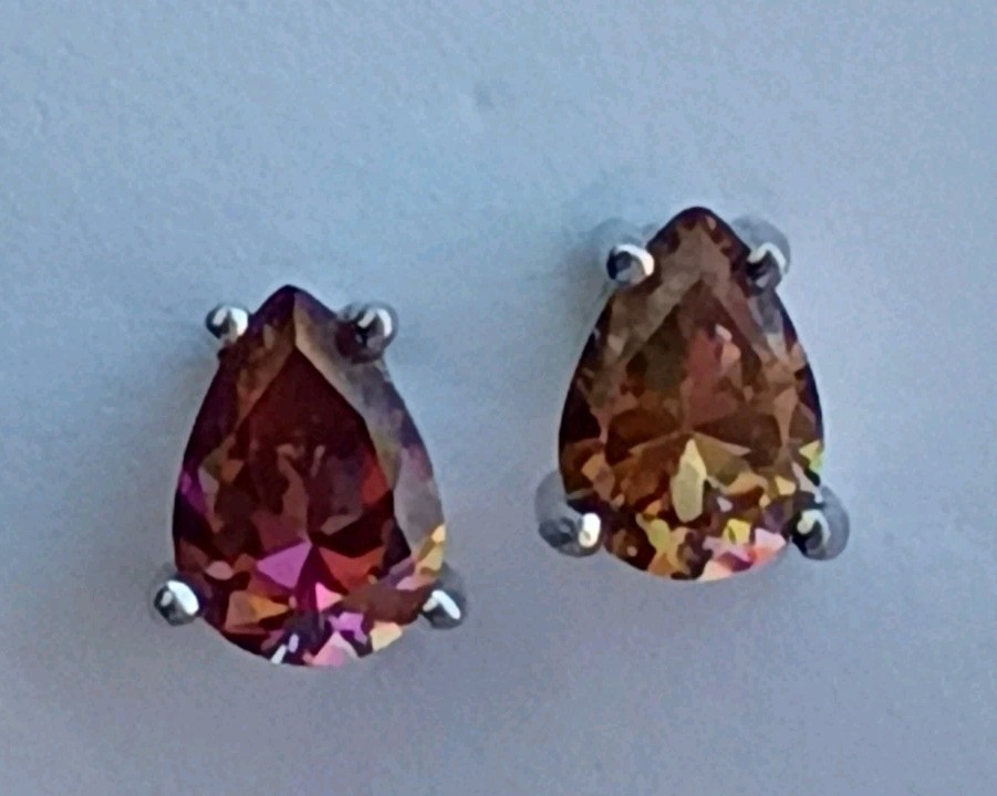 Vintage Sterling Silver Stud Earrings Color Changing Stones*See Description*